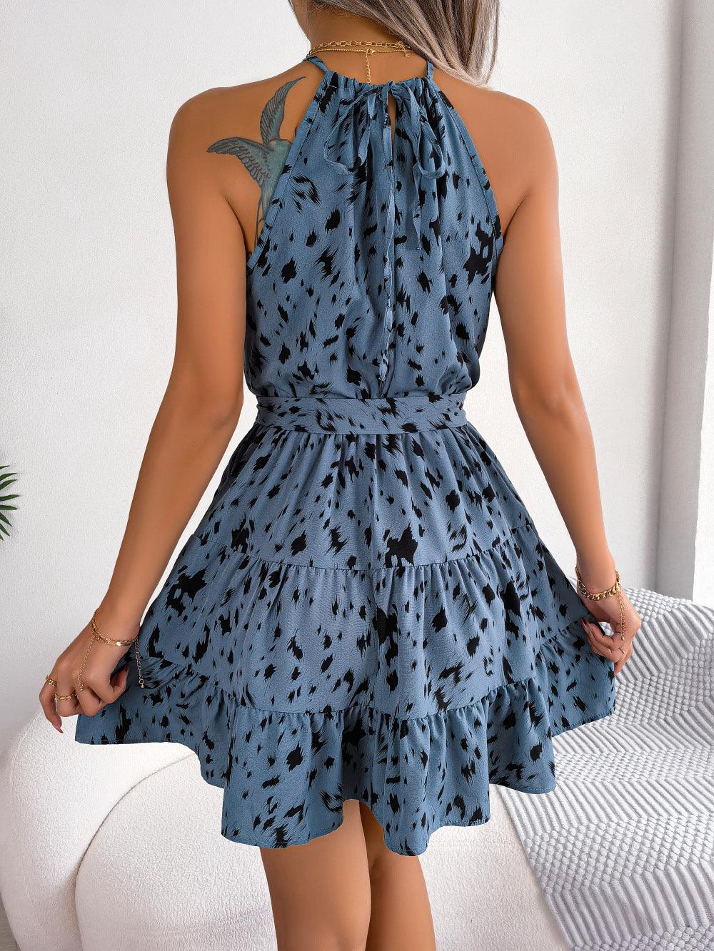 Leopard Print Ruffled Swing Dress - AEI 97