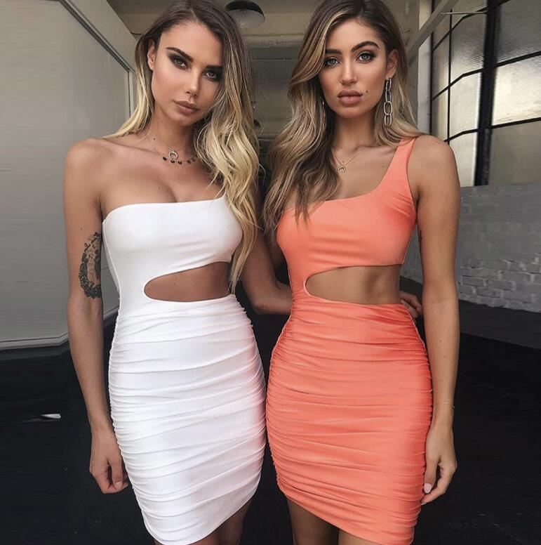 One Shoulder Wrapped Chest Dress - AEI 97