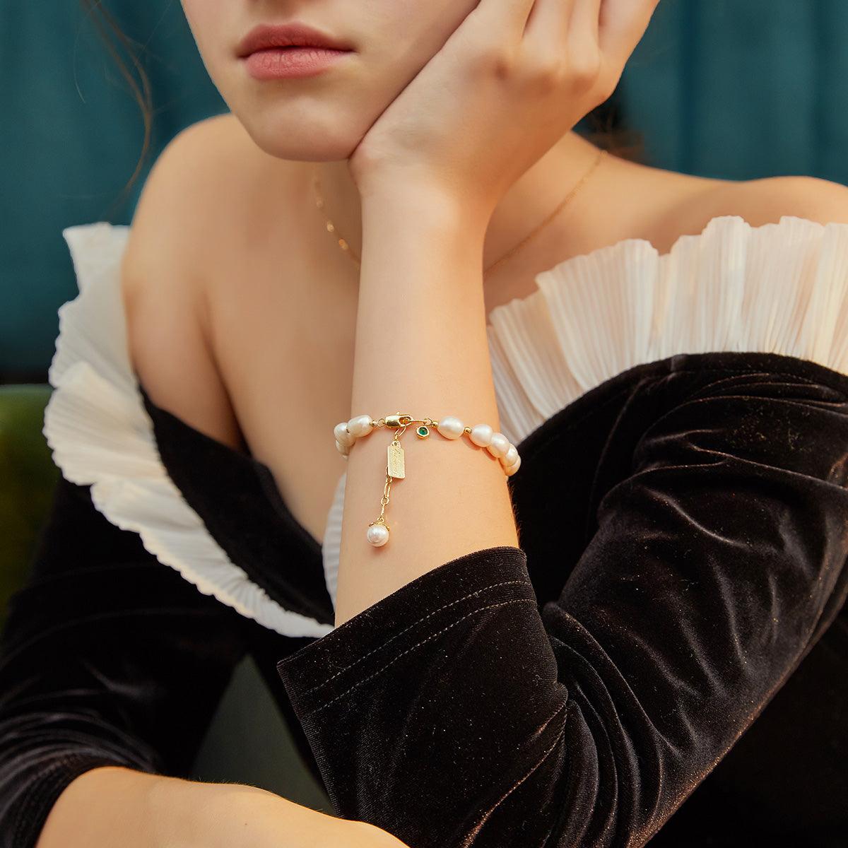 Natural Zircon Pearl Bracelet Luxury Jewelry - AEI 97