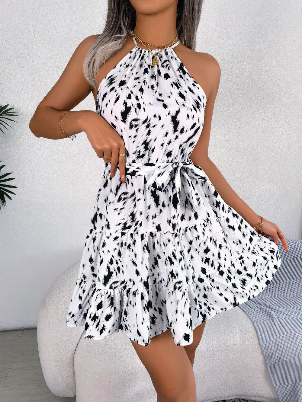 Leopard Print Ruffled Swing Dress - AEI 97
