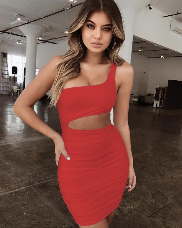 One Shoulder Wrapped Chest Dress - AEI 97