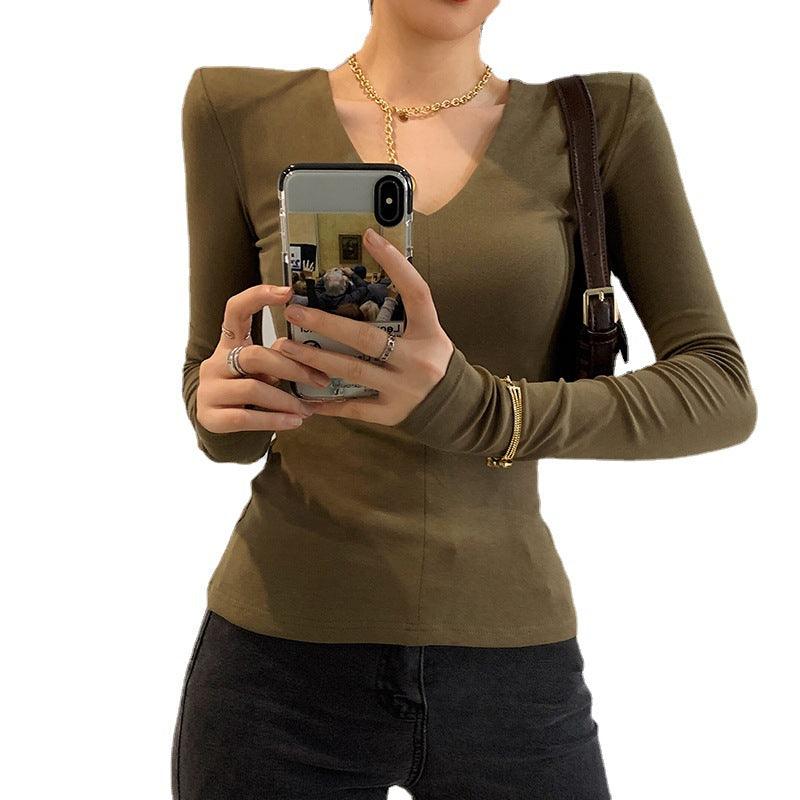 Long-sleeved V-neck Top - AEI 97