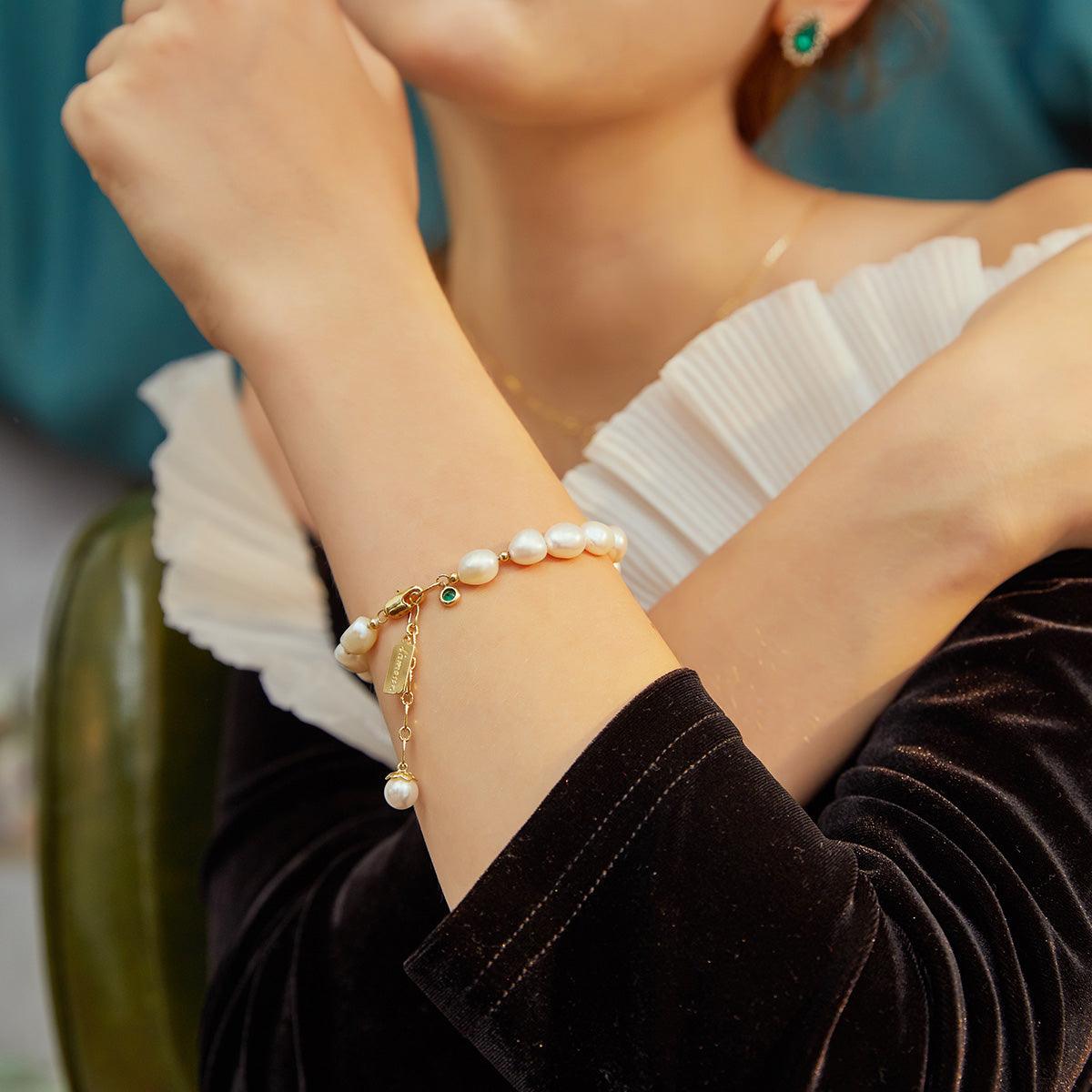 Natural Zircon Pearl Bracelet Luxury Jewelry - AEI 97