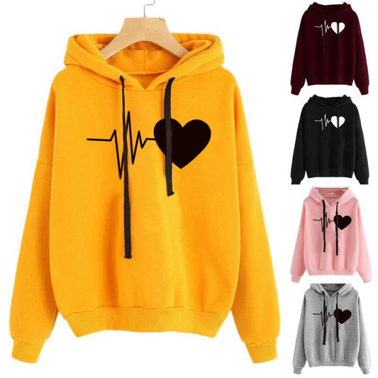 Heart Print Hoodie - AEI 97