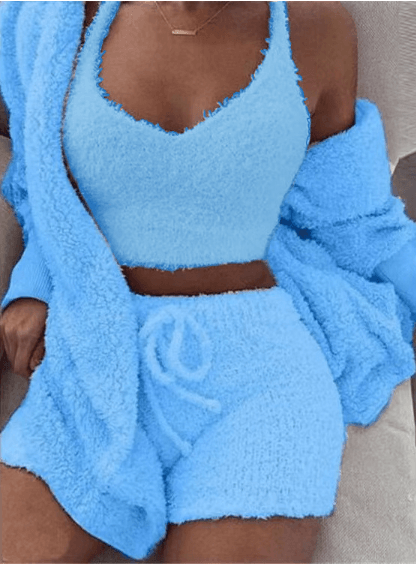 Long Sleeve Crop Tank Top Shorts Pajama Set - AEI 97