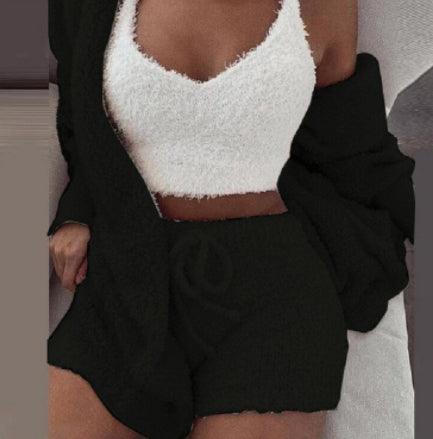 Long Sleeve Crop Tank Top Shorts Pajama Set - AEI 97